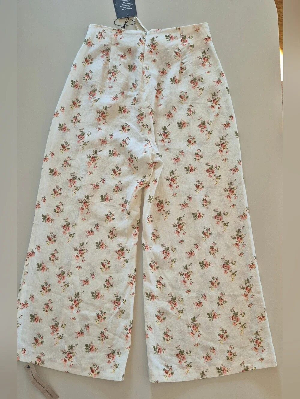 NWT Reformation Cream Set Floral Crop Top & Cropped Wide-Leg Pants, Size 8